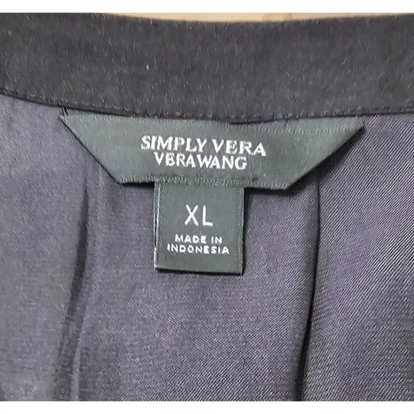 Simply Vera VeraWang Hi-Low V-Neck Short Sleeve Blouse Sz XL Career Office - Picture 7 of 8